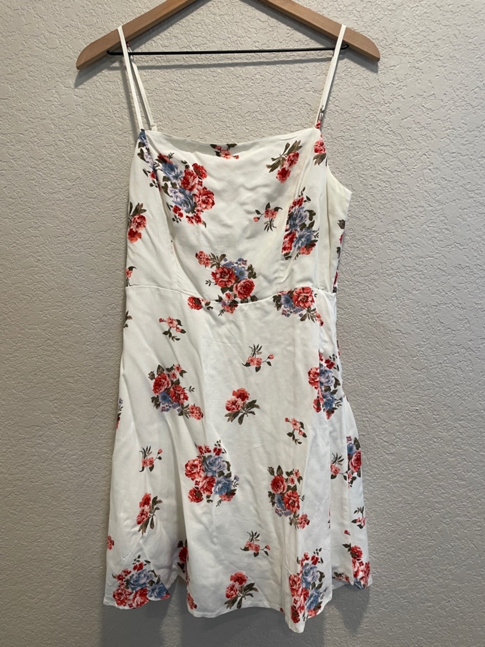 H&M Floral Mini Dress Size M White Fit & Flare Sundress Cottagecore - Picture 2 of 7